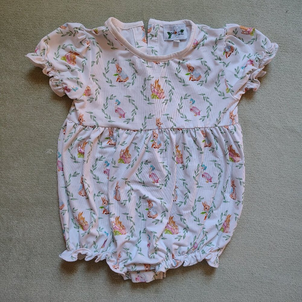 Peter Rabbit short romper - Magnolia Steel - 18M
